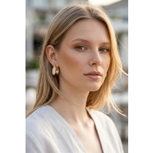 Xuping Jewelry Gosessa Kadın Zirkon Taşlı Mürdüm Mineli Gold Halka Küpe