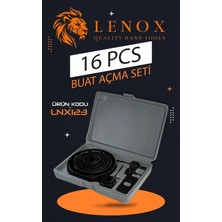 Lenox Tools 16 Parça Buat Delik Açma Seti Bi Metal Priz Anahtar Alçıpan Ahşap Metal Delme Taşıma Kutulu