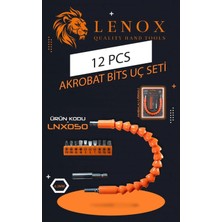 Lenox Tools 12 Parça Akrobat Bits Uç Seti Esnek Vidalama Aparatı Manyetik Uzatma Ucu Tornavida Seti 30 cm