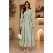 Mk Moda Başak Fırfırlı Kuşaklı Elbise