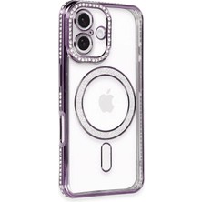 Durukar®  iPhone 16 Kılıf Joke Simli Magneticsafe Kılıf - Derin Mor