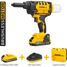 İbtaş SGS5465 - 2.4 - 5mm - Akülü Perçin Tabancası Makinası 20 Volt 2 Amper ( Kömürsüz Motor)