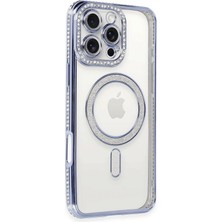 Durukar®  iPhone 16 Pro Max Kılıf Joke Simli Magneticsafe Kılıf - Mavi
