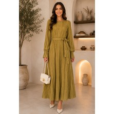 Mk Moda Başak Fırfırlı Kuşaklı Elbise