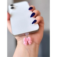 Miraz Tasarım Typ-C Uyumlu Fiyonk Kawaii Tarz Şarj Giriş Koruma Tozluk Telefon Charm