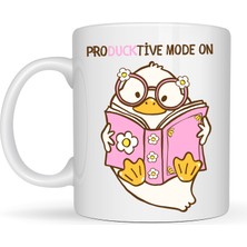 Star Light Producktive Mode On Tasarımlı Kupa Model 223 Sevimli Ördek Baskılı Seramik Kahve Kupası