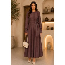 Mk Moda Başak Fırfırlı Kuşaklı Elbise