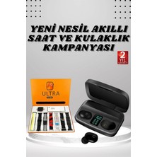 Sepetopia Yeni Nesil Akıllı Saat ve Bluetooth Kulaklık Kampanyası Dokunmatik Kare 7 Kordonlu