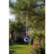 Nazar Boncuğu Dikiz Aynası Süsü Mor Renkli 3 cm Duvar Süsü El Yapımı Cam Kapı Süsü