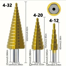 Lenox Tools 3 Parça Kademeli Matkap Ucu Seti 4 12 4 20 4 32 mm Hss Titanyum Kaplama Panç Ucu Metal Sac