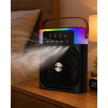 Rgb Işıklı Buharlı Masaüstü Fan Sessiz Çalışan USB Şarjlı Taşınabilir Fan
