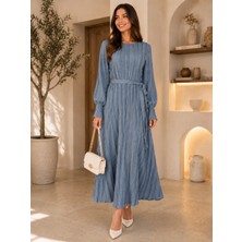 Mk Moda Başak Fırfırlı Kuşaklı Elbise