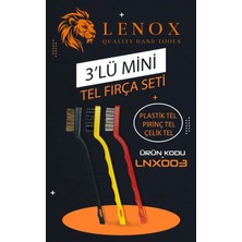 Lenox Tools 3lü Lüx Mini Tel Fırça Seti Pirinç Tel Çelik Tel Plastik Tel Ergonomik Sap Detay Temizlik