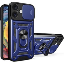 Durukar®  iPhone 16 Kılıf Pars Lens Yüzüklü Silikon - Lacivert