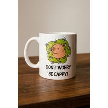 Star Light Don’t Worry Be Cappy Tasarım Kupa Model 231 Sevimli Kapibara Baskılı Seramik Kahve Kupası