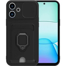 Durukar®   Redmi 13 4g Kılıf Zuma Kartvizitli Yüzüklü Silikon - Siyah