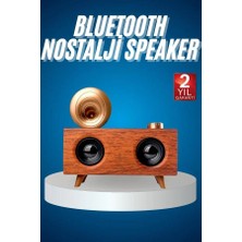 Sepetopia Bluetooth Nostalji Speaker Radyo Gramofon Ahşap Renk Vintage