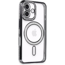 Durukar®  iPhone 16 Kılıf Joke Simli Magneticsafe Kılıf - Siyah