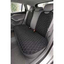 Tomoni Seat Leon Uyumlu Kaydırmaz Tabanlı Oto Koltuk Minder Seti - 5 Li Full Set-Sünger Destekli- Kapitoneli- Terletmez Kumaş-Pratik Kurulum (Siyah-Gri)