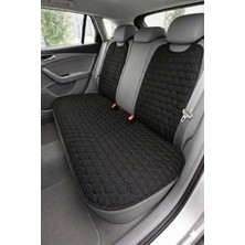 Tomoni Renault Megane 4 Uyumlu Kaydırmaz Tabanlı Oto Koltuk Minder Seti - 5 Li Full Set-Sünger Destekli- Kapitoneli- Terletmez Kumaş-Pratik Kurulum (Siyah-Siyah)