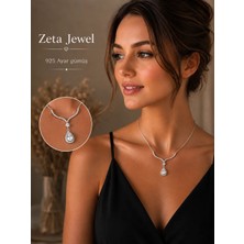Zeta Jewel 925 Ayar Gümüş Damla Taşlı Kolye Işıklı Hediye Kutulu