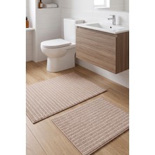 Banyo Paspası 2’li Set Yıkanabilir Dokuma Yüzey Kaymaz Taban Klozet Takımı Banyo Halısı Paspas