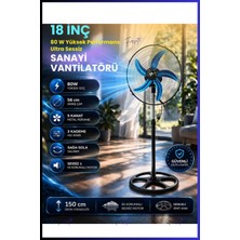 18 Inç Ayaklı Vantilatör 80W 3 Kademe Hız Ayarlı Sessiz ve Etkili Serinlik 5 Kanatlı Metal Pervane Bakır Motorlu