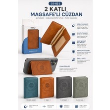 Azurtech E-02 Magsafe Uyumlu Deri Cüzdan – 2 Katlı Manyetik Kartlık ve Stand Özellikli Telefon Cüzdanı