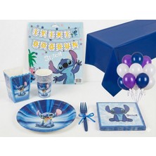Stitch Temalı 94 Parça 16 Kişilik Doğum Günü Seti Tabak Bardak Balon Flama
