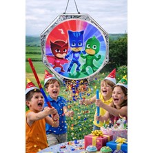 Pj Masks Temalı Pinyata ve Sopası – Katlanabilir Doğum Günü Parti Oyunu 40 cm Konsept Seçenekli