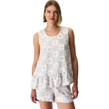 Penti Mavi Sun Kissed Pötikare Desenli Atlet Pijama Üstü