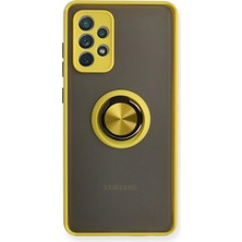 Toyigoo Mey Ithalat®  Samsung Galaxy A72 Kılıf Montreal Yüzüklü Silikon Kapak - Sarı TYGRSYT9573
