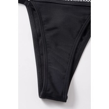 Modadua Kadın Siyah File Detaylı Özel Bikini Takımı
