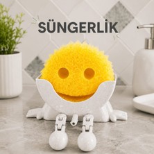 Luvena Sevimli Süngerlik Mutfak Evye Sünger Tutucu | Lavabo Kenarı Sünger Organizeri | Dekoratif Süngerlik Turuncu