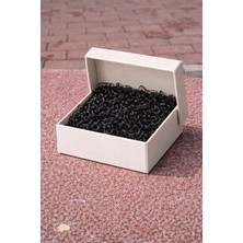 Orbak Kağıtçılık Beyaz Karton Takı Kutusu 9,5x9,5x2 cm – Kapaklı Model | 5 Adet + Siyah Kırpık Kağıtlı