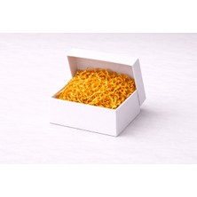 Orbak Kağıtçılık Beyaz Karton Takı Kutusu 9,5x9,5x2 cm – Kapaklı Model | 5 Adet + Turuncu Kırpık Kağıtlı