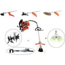 Mitsuyama Japon Sırt Tırpan + Toprak Çapalama + Kancalı - Tırnaklı Zeytin Silkeleme Aparatı Set 63CC 5,7 Hp