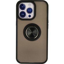 Toyigoo Mey Ithalat®  iPhone 15 Pro Kılıf Montreal Yüzüklü Silikon Kapak - Siyah TYGRSYT9573