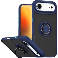 Toyigoo Mey Ithalat®   iPhone 17 Air Montreal Yüzüklü Silikon Kapak - Lacivert TYGRSYT9573