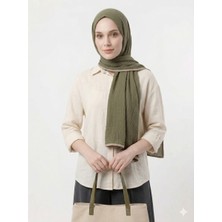 Ang-Scarf 75 x 180 Soft Yeşil Renk Müslin Şal - Ağırlık Yapmaz - Ütü Gerekmez - Dört Mevsim Kullanıma Uygun - Kayma Yapmaz