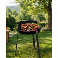 Padilon Orta Boy Kömürlü Mangal Krom Izgara 35X35 cm Taşınabilir Bahçe Balkon Piknik Mangal