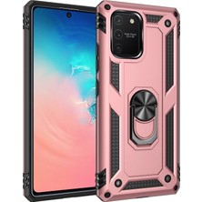 Toyigoo Mey Ithalat®  Samsung Galaxy A91 / S10 Lite Kılıf Sofya Yüzüklü Silikon Kapak - Rose Tygrsyt9