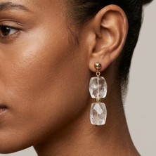 THEIA GemWorks Kovi - Kristal Kuvars ve Hematit Taşlı El Yapımı Küpe