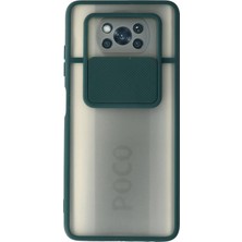 Toyigoo Mey Ithalat®   Pocophone X3 Kılıf Palm Buzlu Kamera Sürgülü Silikon - Yeşil TYGRSYT9573