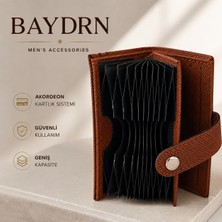 Big Store Akordeon Kartlıklı Mekanizmalı Erkek Cüzdan Çıtçıtlı Vintage Kahverengi