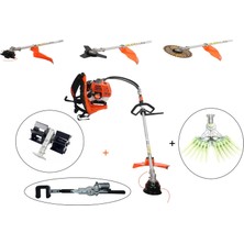 Mitsuyama Japon Sırt Tırpan + Toprak Çapalama + Tırnalı - Kancalı Zeytin Silkeleme Aparatı Set 63CC 5,7 Hp