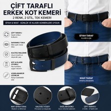 Big Store Erkek Kot Kemeri Mat Siyah Tokalı Günlük Jean Kemeri Çift Taraflı Tasarım