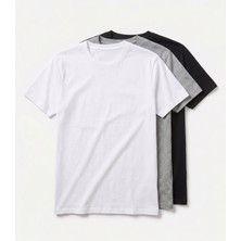 Ostrend Erkek 3'lü Slim Fit Basic T-Shirt Seti - Suprem Kumaş Kısa Kollu Tişört