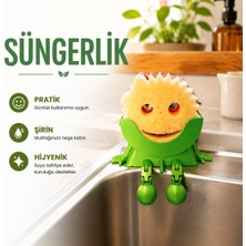 Luvena Sevimli Süngerlik Mutfak Evye Sünger Tutucu | Lavabo Kenarı Sünger Organizeri | Dekoratif Süngerlik Turuncu