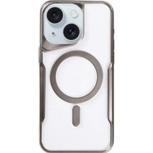 Durukar®  iPhone 15 Plus Kılıf Boyi Magsafe Silikon Kapak - Titan Gri